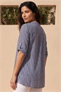 Navy  Classic Stripe Button Front Top, Image 3 of 4