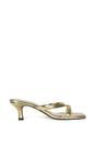 Gold XY LONDON Gold 'Tiana' Kitten Heel Sandal Mules With Toe Post, Image 1 of 6