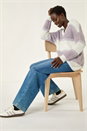 Lilac V-Neck Stripe Knit Jumper, Image 2 of 5