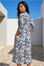 Navy  Petite Floral Midi Dress, Image 2 of 4