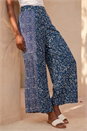 Navy  Floral Print Wide Leg Culottes, Image 2 of 4