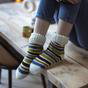 Turqouise Fair Isle Moccasin Grip Slipper Socks, Image 2 of 3
