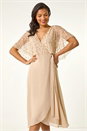 Natural  Sequin Chiffon Wrap Maxi Dress, Image 2 of 5