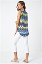 Lime Zig Zag Notch Neck Jersey Top, Image 3 of 5