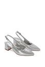 Silver XY London Silver 'Virelai' Shimmer Low Block Heels With Slingback, Image 5 of 6
