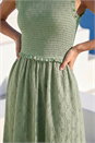 Sage Petite Frill Shirred Midi Dress , Image 4 of 4