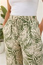 Khaki Petite Leaf Print Wide Leg Trouser, Image 4 of 4