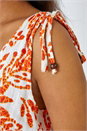 ORANGE Sleeveless Floral Print Shirred Dress, Image 5 of 5