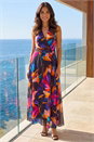 Black Floral Print Halter Neck Maxi Dress , Image 2 of 4