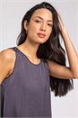 Grey Embellished Neck Asymmetric Hem Tunic Top, Image 1 of 4