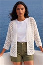 White Wave Stitch Detail Knit Cardigan, Image 1 of 4