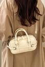 Beige Barrel Satchel handbag With Shoulder Strap, Image 4 of 4
