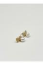 Gold Diamante Bow Pearl Drop Earrings - Gift Boxed, Image 5 of 5
