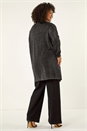 Black Curve Sparkly Longline Knit Cardigan, Image 3 of 5