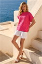 Fuchsia Textured Boxy Tee, Image 2 of 4