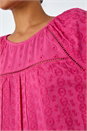 PINK Broderie Puff Sleeve Cotton Top, Image 5 of 5
