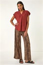 Chocolate Pleated Notch Neck Top, Image 2 of 5