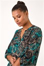 Teal Stretch Paisley Print Shirt, Image 1 of 5