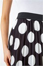 Black Polka Dot Pleated Midi Skirt, Image 5 of 5