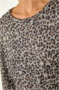Natural  Animal Print Banded Hem Top, Image 5 of 5