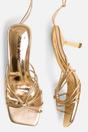 Gold Nora Pu Lace Up Strappy Mid Heels, Image 4 of 4