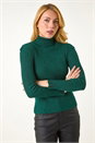 Green Dusk Stripe Turtle Neck Knit Jumper, Image 4 of 5