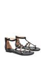 Black XY LONDON Black 'Julia' T-Bar Gladiator Sandals With Studded Details, Image 3 of 6