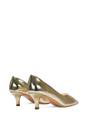 Gold XY LONDON Gold 'Cali' Pointed Toe Low Stiletto Kitten High Heel Court Shoes, Image 3 of 6