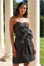 Black Strapless Brocade Bow Dress , Image 1 of 4