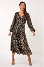 Black Shimmer Jacquard Midi Dress, Image 2 of 6