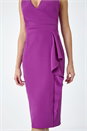 Purple Wrap Draped Crepe Stretch Bodycon Dress, Image 5 of 5