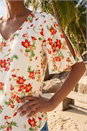 Red Floral Print Angel Sleeve Top, Image 4 of 4