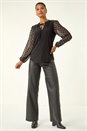Black Chiffon Foil Spot Top, Image 2 of 5