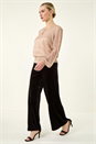 Black Petite Wide Leg Velvet Stretch Trouser, Image 1 of 5