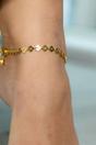 Gold Golden Brass Fan Charm Minimalist Thin Slim Foot Payal Anklet, Image 2 of 2