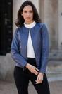 Blue 'Francesca' Collarless Real Leather Fashion Jacket, Image 1 of 5