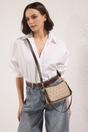 Beige Patterned Adjustable Strap Mini City Shoulder Bag, Image 1 of 3