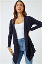 Navy Waterfall Front Knitted Cardigan, Image 1 of 5