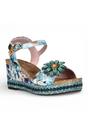 Blue Womens Durable Wedge Sandals-FACYO-75, Image 2 of 7
