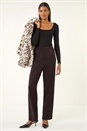 Chocolate Straight Leg Ponte Trouser, Image 2 of 5