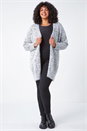 Black Curve Fluffy Textured Cardigan, Image 2 of 5