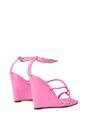Pink XY LONDON Pink 'Danica' Ankle Strap Square Toe Wedge Heel Sandals, Image 5 of 5