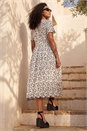 White Floral Embroidered Button Midi Dress, Image 3 of 4