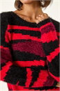 Black Fluffy Colour Block Knit Jumper, Image 5 of 5
