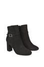 Black 'Mary' Block Mid High Heel Shoe Booties With Buckle Strap, Image 3 of 6