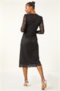 Black Corded Lace Midi Dress, Image 3 of 5