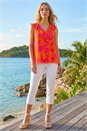 Orange Tropical Print Ruffle Vest Top, Image 2 of 4