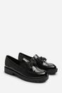 Black Kinley Chunky Bow Detail Patent Loafers, Image 4 of 6