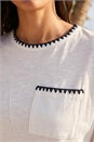 Ivory  Blanket Stitch Oversized T-Shirt, Image 4 of 4