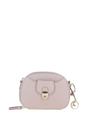 Beige Real Leather Compact Crossbody Bag with Adjustable Strap, Image 1 of 4